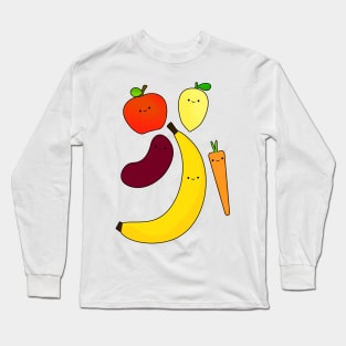 Cute Vegetables & Fruits Long Sleeve T-Shirt